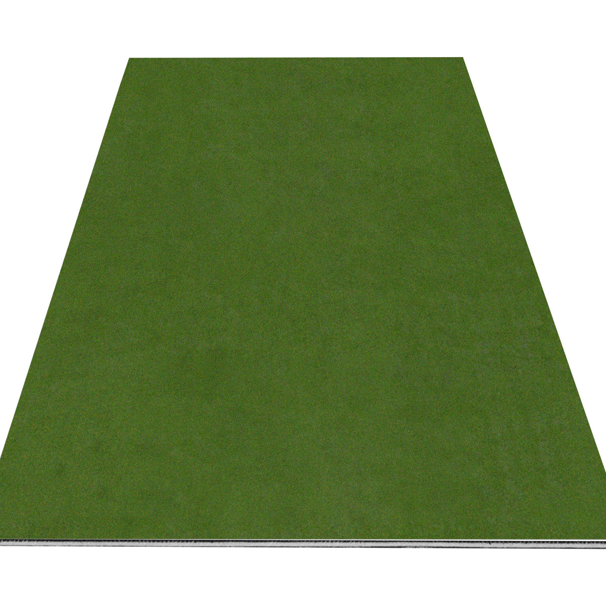 A green artificial turf panel, rectangular in shape, displayed against a white background.